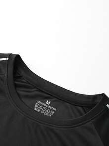 3件装男士夏季短袖T恤，字母印花和线条图案 - 黑色 - 查看 7