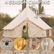 CYDANCHEL OUTDOOR Tienda de campaña de Lona de algodón con 2 Gatos de Estufa Tiendas de campaña Glamping para Camping 2/4/6/8 Personas - 5M164 pies - Ver 4