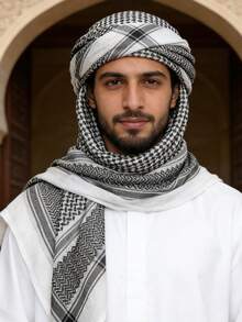 1条男士格子围巾/头巾，时尚轻薄，适合春夏佩戴，用途广泛且防晒 - A - 查看 5