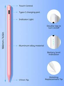 适用于 Android IOS Windows 的通用触控笔 电容屏触摸笔 适用于 iPad 的触控笔 适用于 Android 平板电脑的触控笔 可充电电池 120mAh - 彩色 - 查看 7