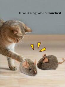 1 pieza Juguete de peluche realista con ratón inteligente que emite sonidos y vibra la cola, adecuado para gatos, sin batería - Multicolor - Ver 6