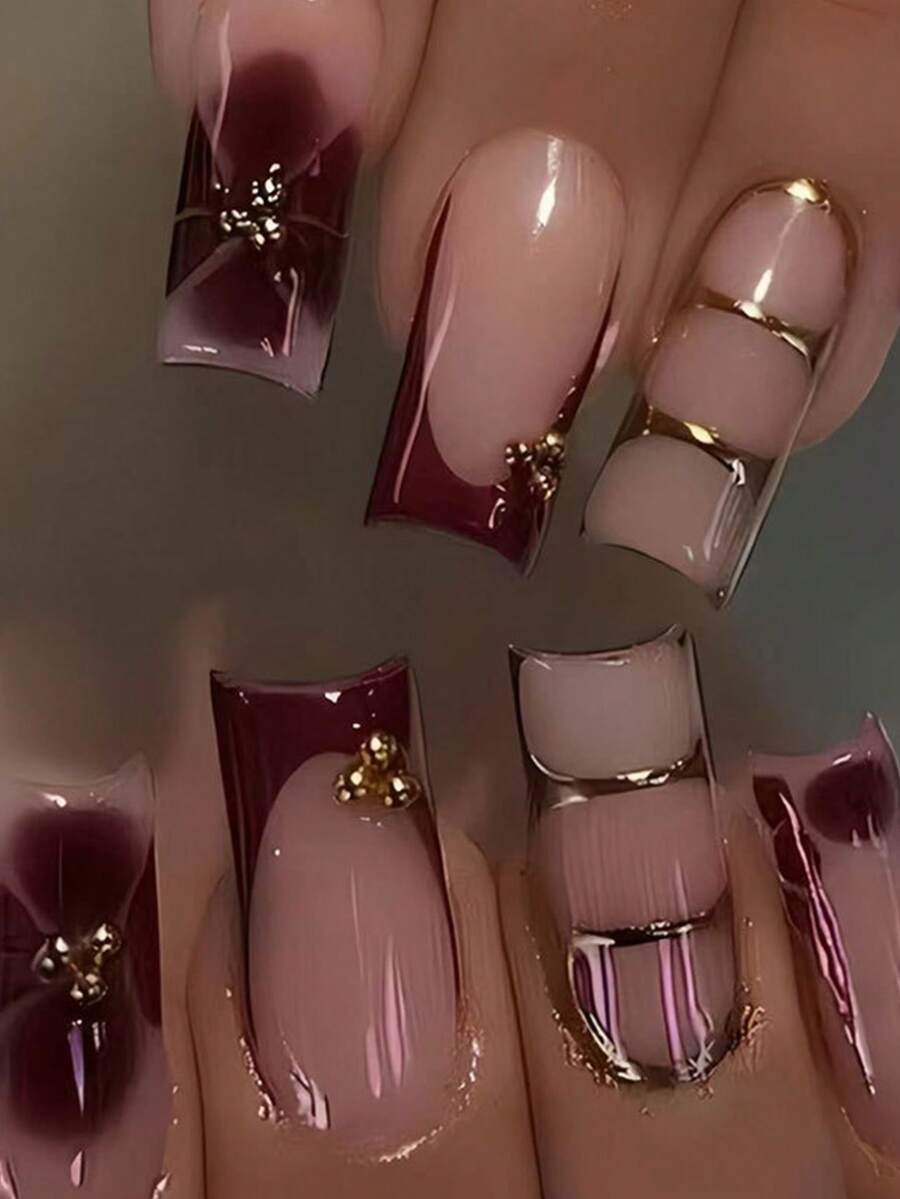 Bộ 24 miếng dán móng tay hình hoa chữ nhật phong cách Y2K giúp nâng tầm phong cách của bạn! Bộ móng giả acrylic kiểu Pháp này bao gồm 1 miếng gel dẻo và 1 dũa móng, vừa khít với móng tay của bạn. Dễ sử dụng, phù hợp cho mùa hè và kiểu móng Pháp, thích hợp cho công việc hàng ngày, tiệc tùng và các dịp khác. - Màu Đỏ Sâu - Xem 1