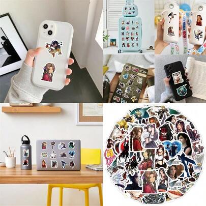 60Pcs Final Fantasty Stickers For Laptop Waterproof Water Bottle Cool Game Stickers For Skateboard Cup Guitar Luggage Cool Vinyl Aesthetic Sticker For Boy Teens Final F