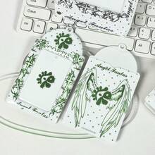 1个创意明星卡套，Kpop照片卡套，天使翅膀、十字架、波点图案组合，PU材质，适用于3-3.5英寸迷你照片卡，支持偶像演唱会、动漫游戏周边小卡片收纳展示