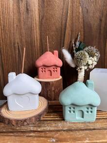 Valentine's Day Warm Love House Incense Burner Silicone Mold DIY Home Theme Scented Candle Gypsum Resin Handmade Soap Mold Handmade Gifts - White - View 3