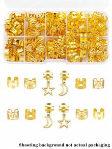 50pcs Golden Star Moon Hair Clips Braid Jewelry Dreadlock Accessories Loc Adornment For Braids Decoration - Gold - View 1