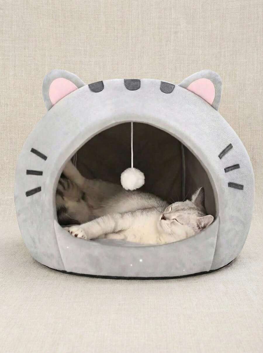 PETSIN 1 件全新可爱柔软猫床,舒适猫屋,透气猫睡篮,适合小型、中型和大型猫,四季使用 - 彩色 - 查看 1
