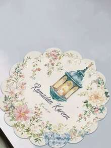 1pc Moon Print Irregular Placemat, Holiday Decoration For Dining Room, Restaurant, Party, Home - Multicolor - View 7