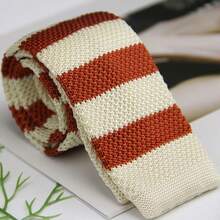 1pc Unisex Casual Polyester Striped Knitted Necktie, Suitable For All Seasons - Multicolor - View 6