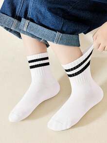6 Pairs Kids' Simple Versatile Short Socks, Suitable For Children's Sports & Casual Wear, Student Sports Socks - Multicolor - View 6