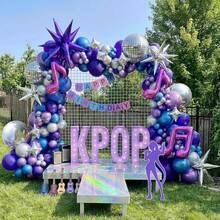 120pcs K-Pop Concert-Themed Balloon Arch Set, Includes Disco, Exploding Star, Musical Note Foil Balloons, And Latex Balloons In Various Colors. Perfect For Birthday Parties, Bachelor/Bachelorette Parties, And Music Hunter K-Pop Themed Parties. - Multicolor - View 2