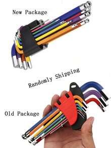 L型扳手套装，彩色公制/英制扳手，L型扳手尺寸，六角扳手套装，扳手工具套装，便携式，男士适用 - 彩色 - 查看 6