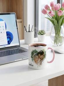 1pc Personalized Photo And Text Mug, 1pc Unique Ceramic Photo Mug, The Perfect Gift For Him/Her, Suitable For Anniversaries, Valentine's Day, Weddings, Birthdays, Mother's Day, Father's Day, Graduation Ceremonies, And Other Occasions. Stylish Home And Office Decoration.