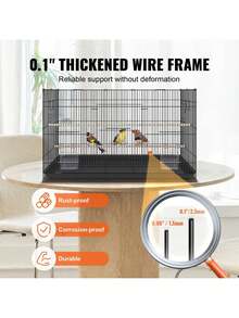 30in Bird Cage, Metal Large Parakeet Cages For Cockatiels Small Parrot Budgies Lovebirds Canaries, Pet Bird Cage With Rolling Stand And Tray - Black - View 3