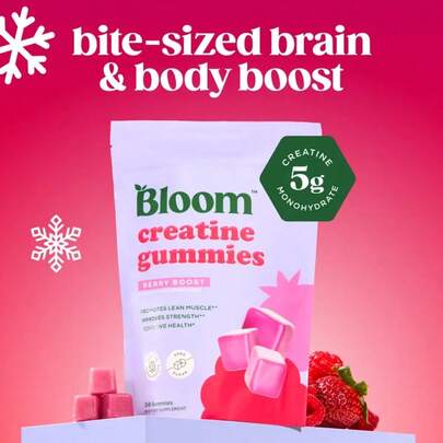 Bloom Nutrition Creatine Gummies - New Year New Me - Energy, Cognitive Health & Post-Workout Muscle Recovery Promotes & Muscle Improves - Creatine For Women