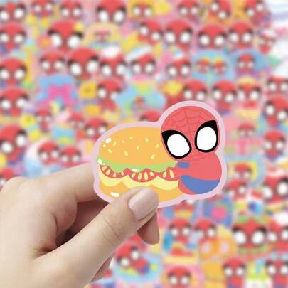 50pcs,Marvel Spider-Man Themed Cartoon Stickers, Featuring A Cute Ins Style, Made Of Waterproof Material For Easy Sticking. They Have Multiple Uses Such As Decorating Mobile Phones, Notebooks, Stationery, Etc. The Patterns Are Clear, The Colors Are Bright And Non-Fading, Easily Enhancing The Appearance And Personalized Style Of Items. With Excellent Texture And High Cost Performance, They Are An Excellent Gift For Anime Lovers.