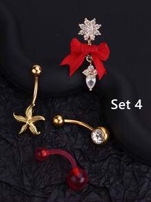 1-4 chiếc khuyên rốn Fairycore hình nơ hồng dễ thương kiểu Y2K đính đá hình trái tim, trang sức rốn, khuyên rốn hình rùa hồng, khuyên rốn hình nơ, khuyên rốn treo, khuyên rốn hình trái tim bằng thép không gỉ hình sao biển, khuyên rốn acrylic, quà tặng cho phụ nữ và bé gái, đeo hàng ngày, quà Giáng sinh và Halloween. - Màu Hồng Tươi - Xem 11