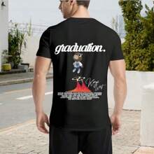 Kanyee West Graduation Dropout Bear Graphic Tee-Vintage Hip Hop Rap Merch Short Sleeve Unisex T-Shirt - 黑色 - 查看 2