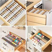 Organizador de especias expandible para cajón de cocina | Hecho de acrílico, instalación empotrada, fácil organización de especias - transparente - Ver 7