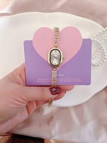 女士手链手表，粉色水晶石英表，适合日常佩戴、开学季、情人节礼物 - 均碼 - 查看 13