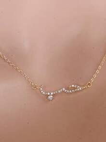 1 chiếc mặt dây chuyền đá Zirconia hình chữ "Tình yêu" kiểu Ả Rập sang trọng, trang sức nữ quyến rũ, dây chuyền thép không gỉ, phụ kiện đôi cho đám cưới, quà tặng tình yêu. - Vàng - Xem 3