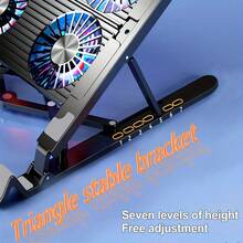 Almohadilla de refrigeración para portátil de 15-17.3 pulgadas con 4 ventiladores, ajuste de altura de 7 niveles, iluminación RGB y puertos USB duales - Negro - Ver 11