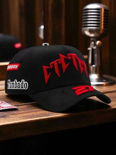 [Oferta exclusiva]Gorra Barbas Hats X CT Racing Corridos Tumbados Gorra de Béisbol de gamuza con Bordado Logotipo Tumbado y CT2 Rojo Cómoda para Viajes Deportes y Ocio