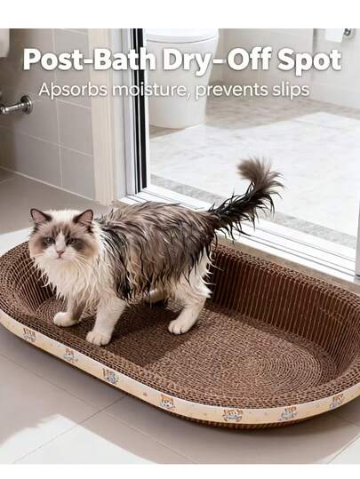 1个超大猫抓板，耐用材质 - 两用抓挠垫和休息垫，超大猫窝，宠物巢穴，爪边保护，适合小型、中型、大型猫咪，室内猫咪必备，居家放松，爪子护理，万圣节、感恩节、圣诞节、情人节的完美宠物礼物