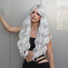 [Elegant White Curly Wig] 100% Density Elegant White Long Curly Wig For Women - Rose Net Cap, Versatile Fashion - White - View 3