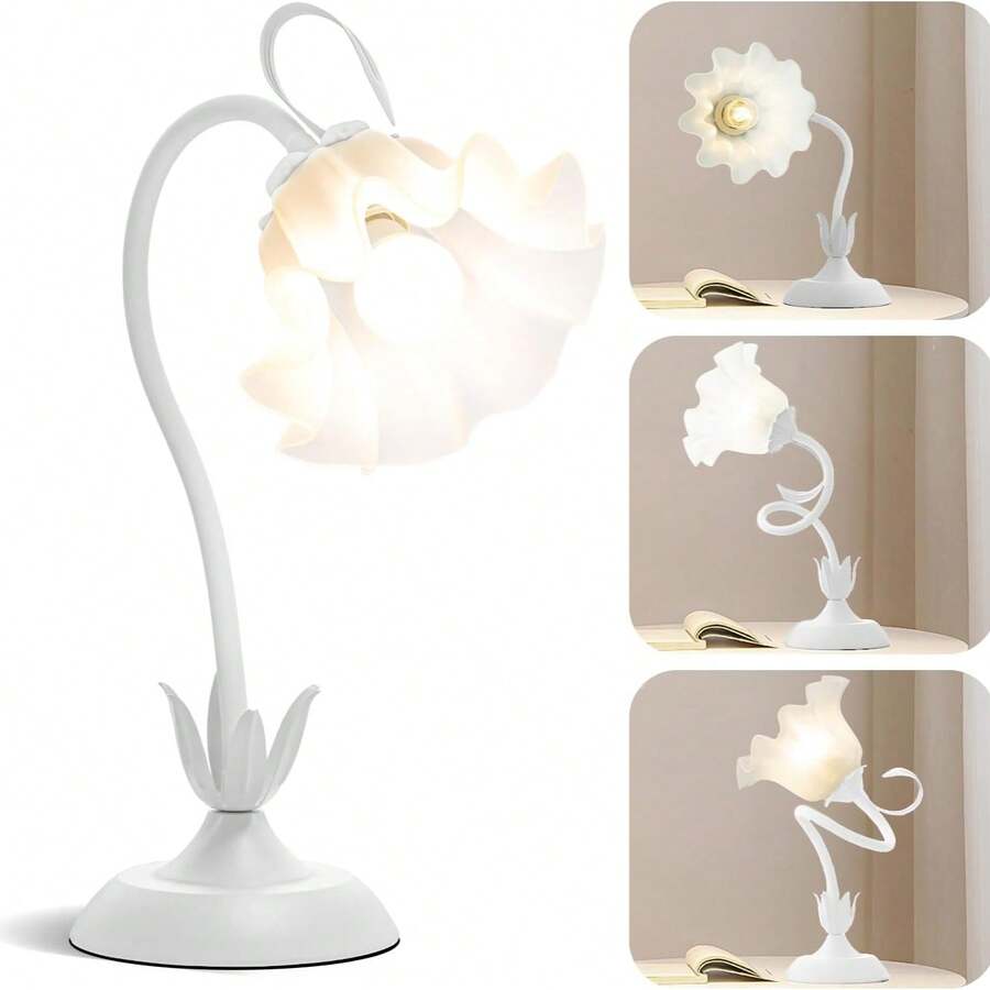 (White)Branches Can Be Arbitrarily Twisted To Adjust The Shape Of Retro Lamp, Three Colors Can Be Adjusted, Sleep Lamp, Desk Lamp, Living Room Lamp, Wild Flower Lamp, Bedside Lamp, Bedroom Lamp, Home Decoration Lamp Valentine's Day Gifts - 白色-1pc - 查看 1