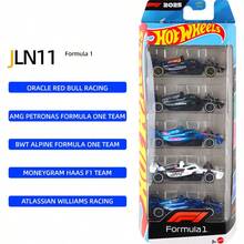 Hot Wheels 一套5辆1:64比例合金赛车玩具，F1车队涂装，红牛哈斯车队收藏级模型车，男孩理想礼物，适合3岁以上儿童，圣诞节礼物 - 彩色 - 查看 18