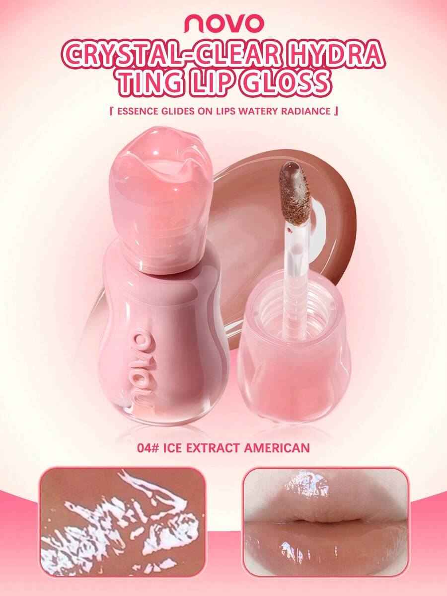 NOVO Son bóng dưỡng ẩm, không bết dính, son dưỡng môi màu tự nhiên, làm sáng môi, thích hợp cho mùa đông, kiểu môi dễ thương Y2K, thời trang lý tưởng, quà tặng sinh nhật tuyệt vời, dự tiệc, màu sắc đẹp nhất. - 04# Americano đá - Xem 1