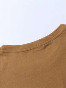 Plus Size Men Cartoon Funny Letter Print Round Neck Short Sleeve Casual T-Shirt - Rust Brown - View 6