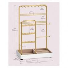 1 PC Valentine's Day Jewelry Box For Family Jewelry Stand Holder Organizer, Jewelry Display Stand Tower Rack With Velvet Ring Tray, Rotating Earring Display Hanging, Bracelet Necklace Holder, Jewelry Display Stand, Necklace Display Stand , Makeup Room Decor,Room Decor - White - View 4