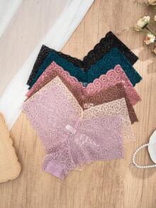 6条/包 女士性感镂空蕾丝透气舒适比基尼内裤 - 彩色 - 查看 6