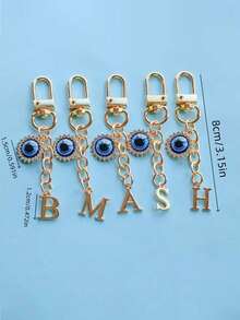Evil Eye Keychain With Blue Eye Charm & Initials (A-Z) - Golden-Tone Rhinestone-Encrusted Protection Talisman, Durable Metal-Like Letters For Women, Car Keys, Personalized Pendants, Bag Accessories, Key Accessories,,Ideal For Birthday, Graduation, Wedding Gifts, Backpack And Car Key Decor, Friendship Day Present, Decorative Keyring,Valentine'S Day Gifts, Recent Holiday Gifts,Suitable Gifts For Family, Friends, Colleagues, And Classmates - Multicolor - View 10