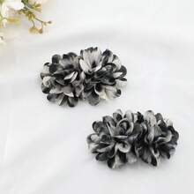 1 Pair Fashionable Luxury Leopard Print Gray & White Chiffon Detachable Shoe Clips - Grayish-white Double Flowers - View 8