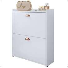 Sapateira Vertical Retrô Closet – Organizador de 12 Pares com 2 Gavetas e Design Elegante - Branco - Visão 2