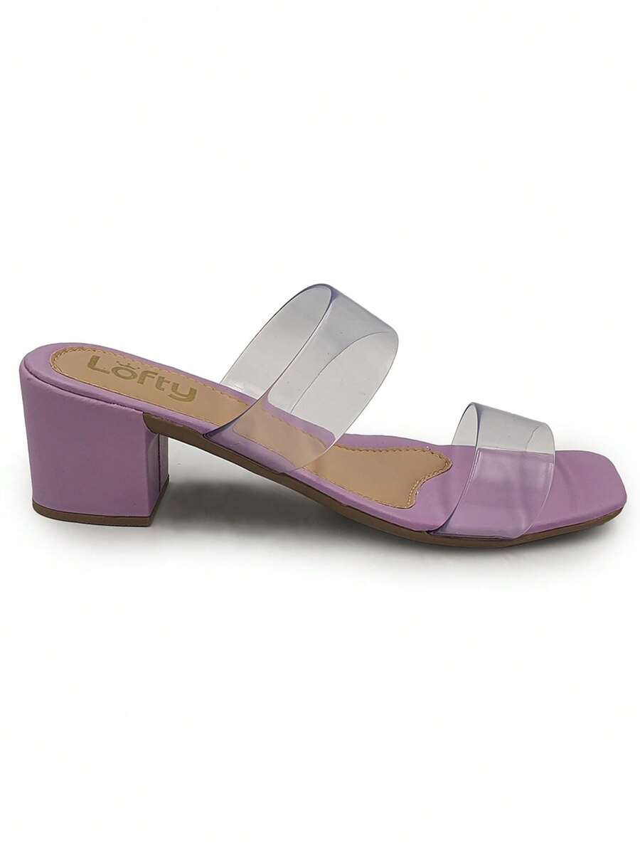 Women's Sandal, Clog With Chunky Block Heel, Sizes 34 To 42, Vinyl Model. - Maroon - View 1
