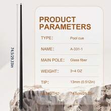 29-Inch Premium Composite Carbon Fiber Billiard Cue Shaft - Quick 3 Joint, Length 74.5cm, Tip 13mm, Lightweight And Durable Billiard Accessory, Black With White Stripes, Enhanced Performance, Product Upgrade | Professional Grade | Composite Carbon Fiber Structure, Ideal Gift For Pool Enthusiasts - 331-1 Fiberglass Front Axle + Joint Protector - View 2