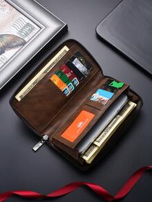 Gift Box Set Men's Zipper Phone Wallet, Valentine's Day New Year Gift For Boyfriend, Father, Large Capacity Leather Clutch Wallet, Business Card Slots - Multicolor - View 4