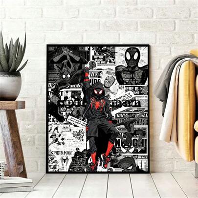 1pc Vintage Superhero Decorative Painting, Anime Art Poster, American Movie Wall Mural, Home And Kids' Room Wall Decor, Frameless.