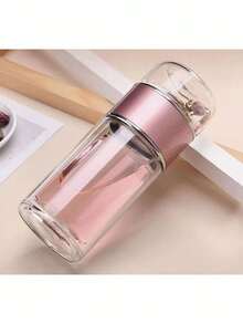 1个茶漏水瓶，双层玻璃水瓶带过滤器，散装茶叶浸泡器，便携式泡茶器，硼硅酸盐玻璃材质，防漏，独立茶叶隔层，适用于冷热饮，旅行、办公、居家使用，成人健康礼品 - 彩色 - 查看 5