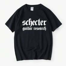 Nueva camiseta de algodón Scott de guitarra eléctrica Schecter, manga corta, disfraz de guitarrista de banda de rock para hombres y mujeres de alta calidad - Negro - Ver 1