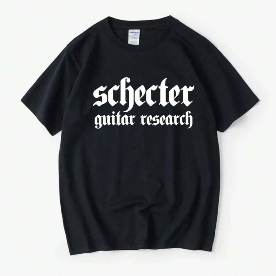 Nueva camiseta de algodón Scott de guitarra eléctrica Schecter, manga corta, disfraz de guitarrista de banda de rock para hombres y mujeres de alta calidad - Negro - Ver 1