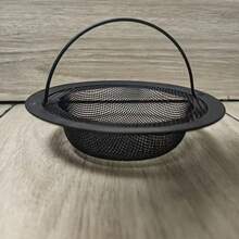 1个不锈钢黑色/银色圆形厨房水槽滤网，带手柄 | 细网沥水篮，易于清洁，适用于洗碗机和水槽，防锈设计，防止堵塞 - 彩色 - 查看 5