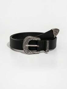 1pc Women's Black Punk Western Style Decorative Belt Summer, School Fall, Autumn, Halloween,Black Belt,Needle Buckle Women's Belt Decoration Jeans With Skirt Pants Belt Thin  Minimalist Belt ,Square Buckle Women's Belt,Versatile Jeans Belt - 彩色 - 查看 13