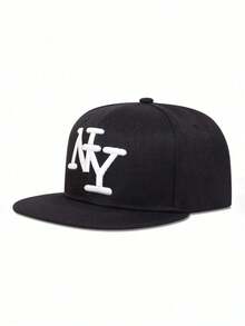 1pc Embroidered NY Flat Brim Baseball Cap, Adjustable Outdoor Sun Protection Casual Hat Suitable For Spring/Autumn Travel, Beach, Unisex Y2K Style,Summer - Baseball Cap - View 15