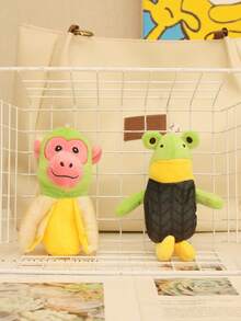 1件经典山海主题毛绒挂件，创意木质鲨鱼、香蕉、猴子、大象钥匙扣，可作汽车钥匙扣、包包挂饰、钥匙圈、背包钥匙扣，生日礼物，朋友礼物 - 彩色 - 查看 3