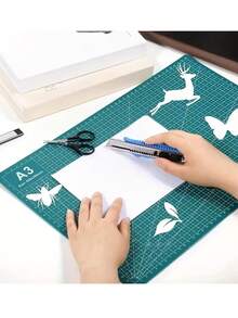 A3/A4/A5 Cutting Mat With Green Grid And Diagonal Cutting Lines - Heavy-Duty Plastic Craft Mat With Rounded Corners, Cm/Inch Scale, Grid Lines, And Cutting Guide. Suitable For Fabric, Paper, DIY, Quilting, Scrapbooking. Sturdy And Durable Precision - Green - View 8